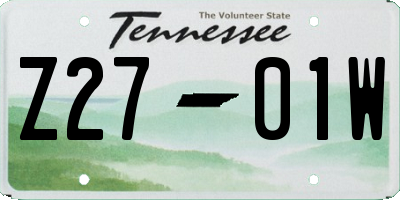 TN license plate Z2701W