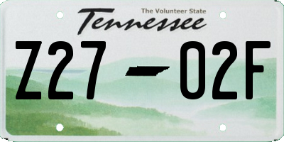 TN license plate Z2702F