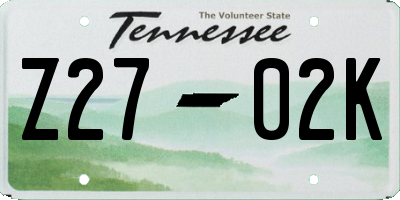 TN license plate Z2702K
