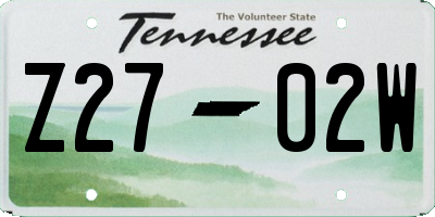 TN license plate Z2702W