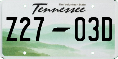 TN license plate Z2703D