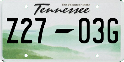 TN license plate Z2703G