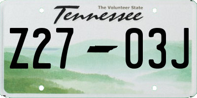 TN license plate Z2703J
