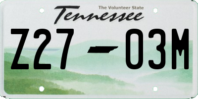 TN license plate Z2703M
