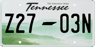 TN license plate Z2703N