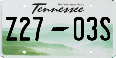 TN license plate Z2703S