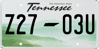 TN license plate Z2703U