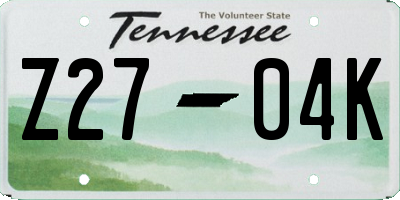TN license plate Z2704K