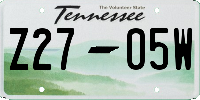 TN license plate Z2705W