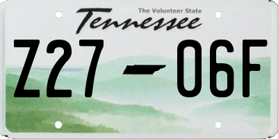 TN license plate Z2706F