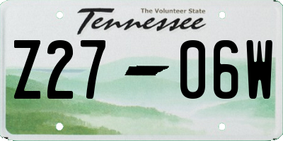 TN license plate Z2706W