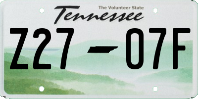 TN license plate Z2707F