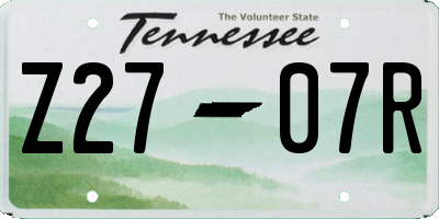 TN license plate Z2707R