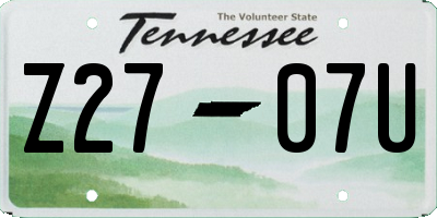 TN license plate Z2707U