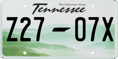 TN license plate Z2707X