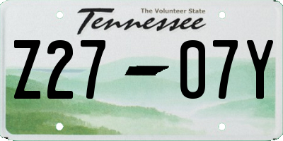 TN license plate Z2707Y