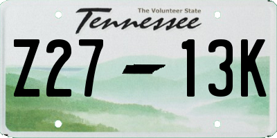 TN license plate Z2713K