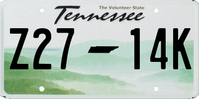 TN license plate Z2714K