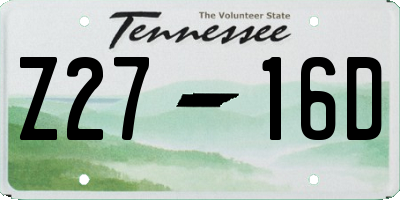 TN license plate Z2716D