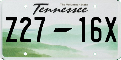 TN license plate Z2716X