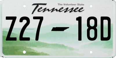 TN license plate Z2718D