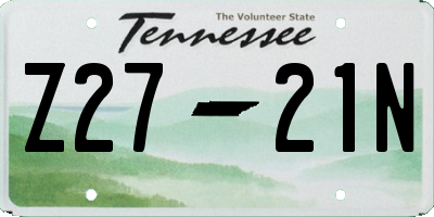 TN license plate Z2721N