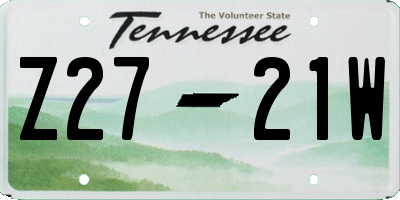 TN license plate Z2721W