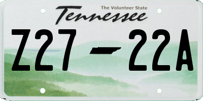 TN license plate Z2722A