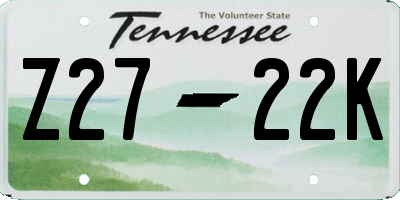 TN license plate Z2722K
