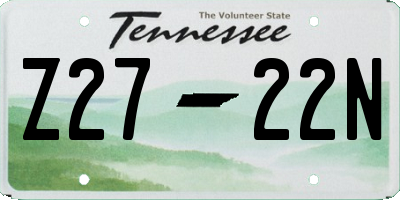 TN license plate Z2722N