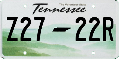 TN license plate Z2722R