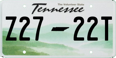 TN license plate Z2722T