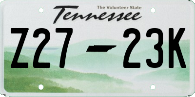 TN license plate Z2723K