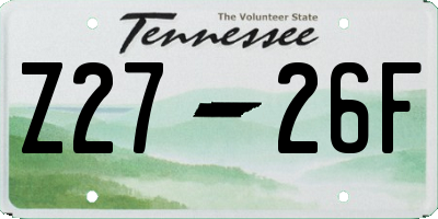 TN license plate Z2726F