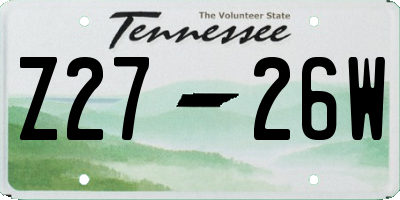 TN license plate Z2726W