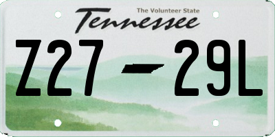 TN license plate Z2729L