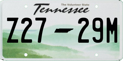 TN license plate Z2729M