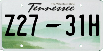 TN license plate Z2731H
