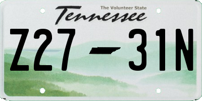 TN license plate Z2731N