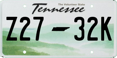 TN license plate Z2732K