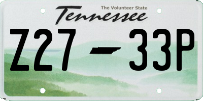 TN license plate Z2733P