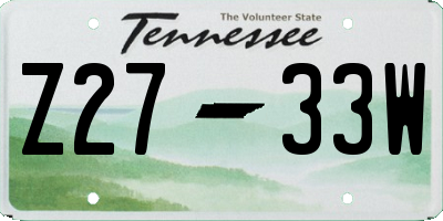 TN license plate Z2733W