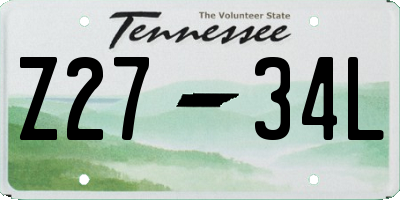 TN license plate Z2734L