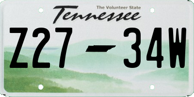 TN license plate Z2734W