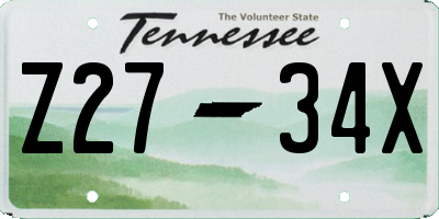 TN license plate Z2734X