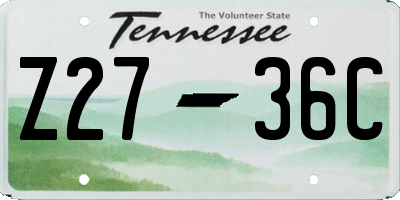 TN license plate Z2736C