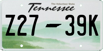 TN license plate Z2739K