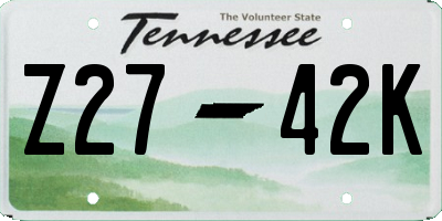 TN license plate Z2742K