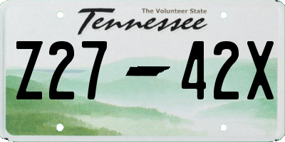 TN license plate Z2742X