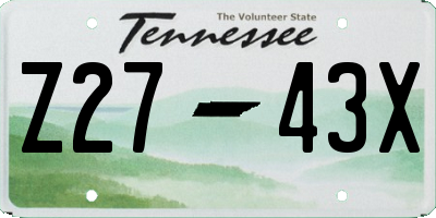 TN license plate Z2743X